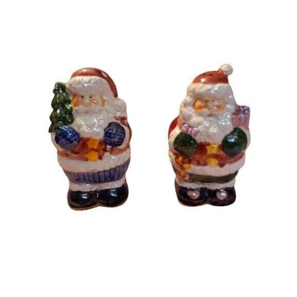 Other - Santa Salt Pepper Shakers Christmas Decor Collectible Ceramic Glossy Vintage